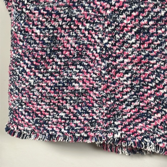 Chicos pink & blue marled nubby mid weight cardigan sweater with fringe, XL - Picture 8 of 10